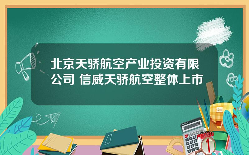 北京天骄航空产业投资有限公司 信威天骄航空整体上市